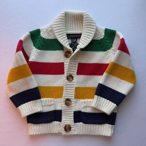 Iconic Hudson's Bay Heritage Stripe Cardigan Collar Button Front Toddler 12-18M